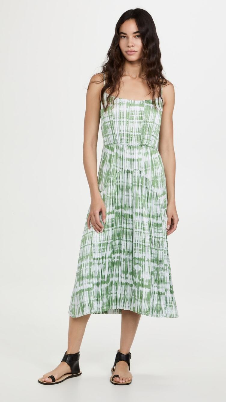 NWOT Vince Tie Dye Ruched Cami Dress in Pistachio Size Medium
